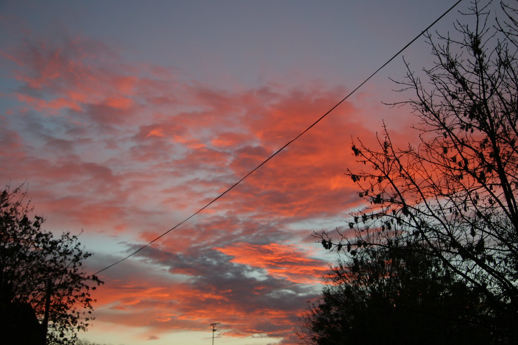Sunset - telegraph wire