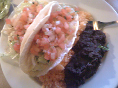 across the street tvp and tofu tacos rice beans