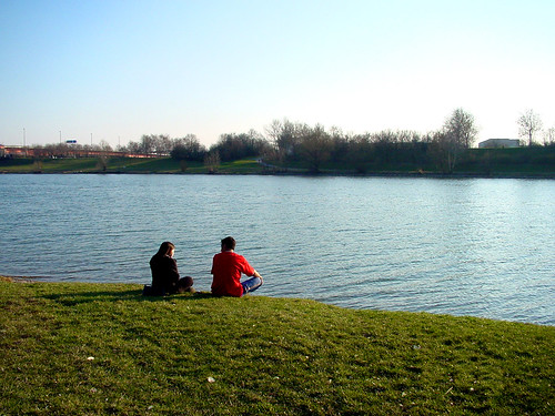 couple on a riverbank