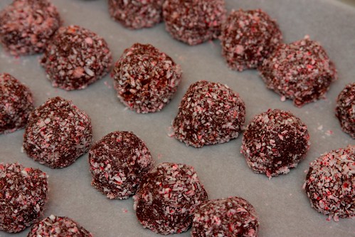 peppermint infused truffles with candy cane bits