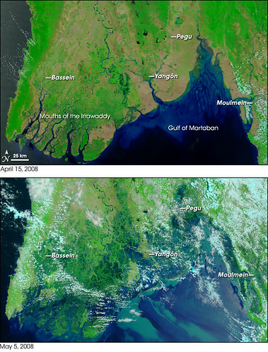 Myanmar, before and after the cyclone