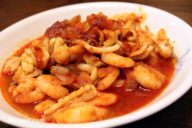 Sambal Sotong and Prawn