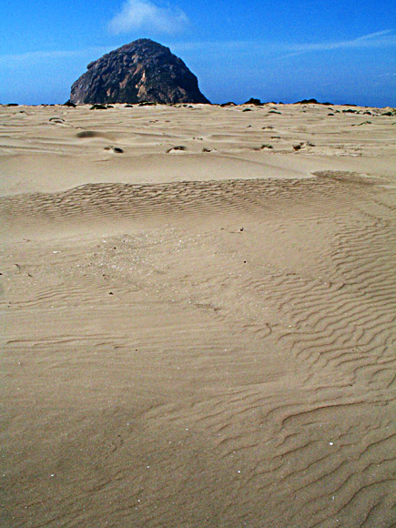 Morro Rock viewed from the sand spit in Morro Bay