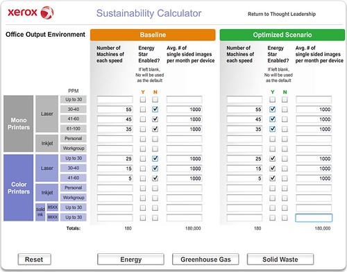 Xerox Sustainability Calculator