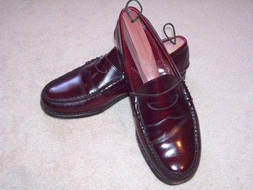 Johnston & Murphy  Penny Loafers Mens 10 C Burgundy Leather Beefroll Made Mexico Johnston & Murphy C Leather Upper Dress Shoes for Men for  main image 4