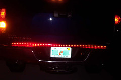 Toyota Tundra rear LED light bar night time.