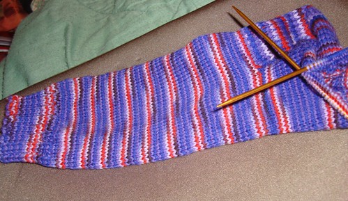 on the needles, red hat socks