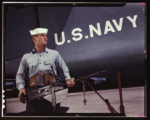 After seven years in the Navy, J.D. Estes is considered an old sea salt by his mates at the Naval Air Base, Corpus Christi, Texas (LOC)