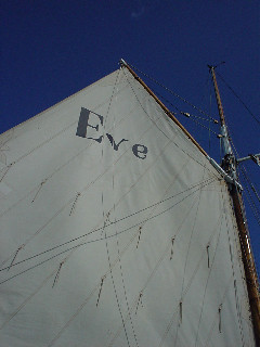 The main sail on Eve of St Mawes.