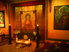 Padmaloka shrine at night 3