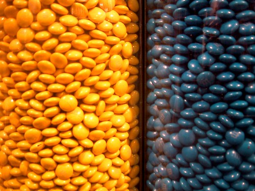 m&m yellow and blue