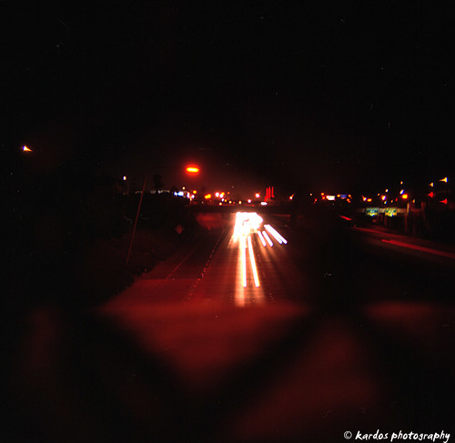 Traffic on the 15 at night multiple exposure