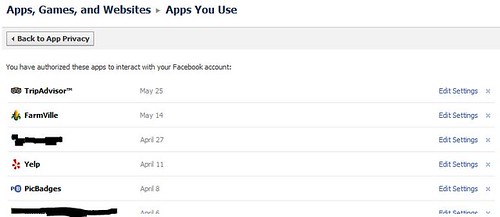 Edit apps permissions on Facebook