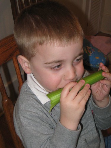 Being shy with his celery