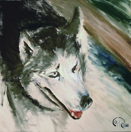 Óleo - Perro lobo