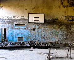 Empty basketball court