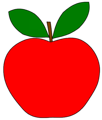 red apple with 2 leaves clipart sketch, op lge 12cm