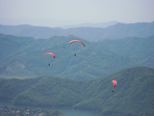 3 paragliders and 1 eagle take flight