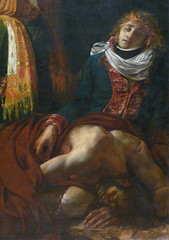 Gros, Napoleon Bonaparte Visiting the Plague-Stricken in Jaffa with detail of the dying