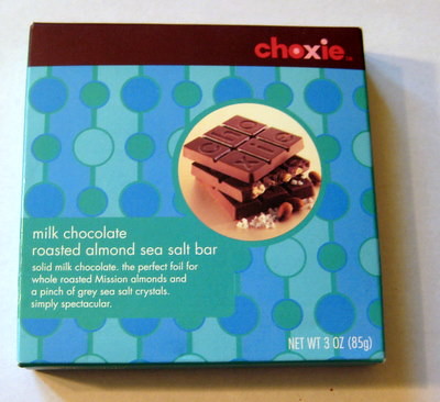 Choxie milk chocolate roasted almond sea salt bar