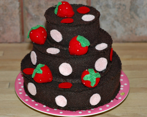 Triple Layer Chocolate Strawberry Felt Cake