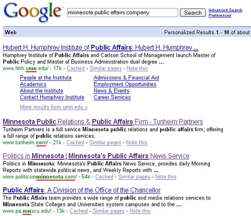 Google "Minnesota Public Affairs Company" Search Results - 03/15/08