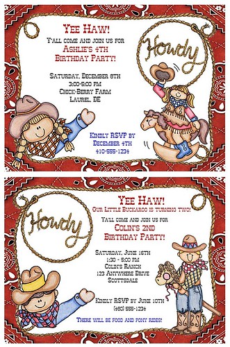 Cowboy Birthday Invitations por Kid's Birthday Parties.