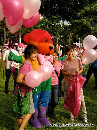 Rainbow bear (the guy in the costume must be dying from the heat!)