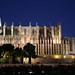 Bonita foto de la catedral de Mallorca iluminada de noche