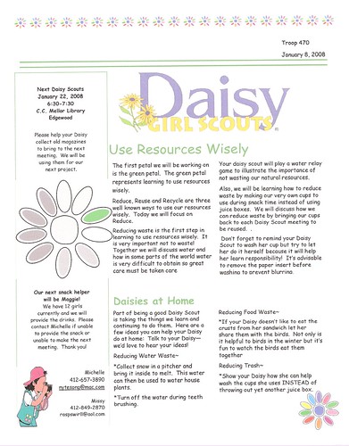 Daisy Scouts Newsletter 1