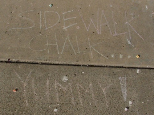 Conversation hearts=sidewalk chalk