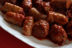 sausage & meatballs in *gravy*