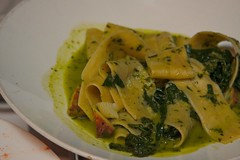 papparedelle with pesto & potatoes with kale