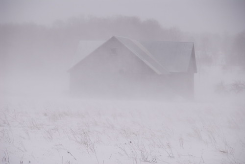 Winter storm in Leelanau County (Pelky Barn next to the Tweddle School) by Jim Sorbie