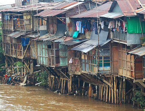 slums in Jakarta by the Ciliwung river