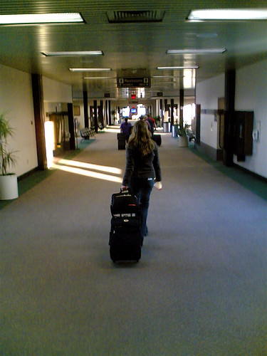 Walking to our gate in DSM