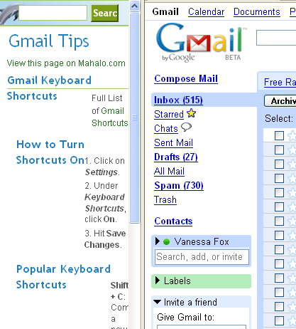 Mahalo Sidebar In Gmail