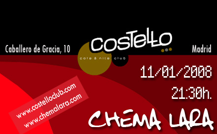 Flyer del concierto de Chema Lara en Costello