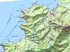 Carte de la baie de Focolara et de Galeria avec l'ensemble des itinéraires de Focolara