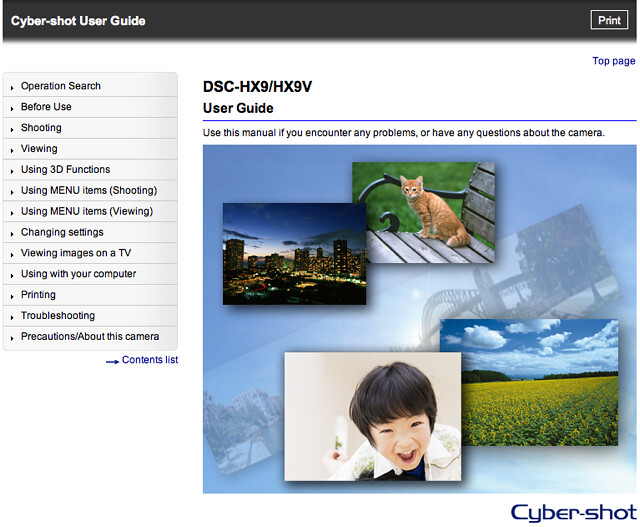 Sony HX9V / HX9 Cyber-shot User Guide / Handbook (Advanced, Online Version)