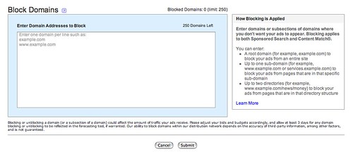 Yahoo Blocked Domains