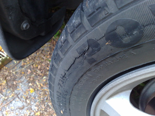 Busted tyre.