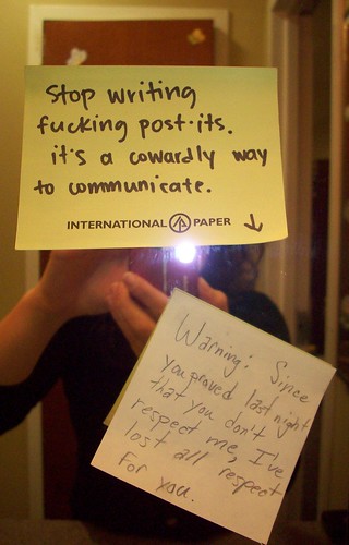Stop writing fucking post-its. It's a cowardly way to communicate.