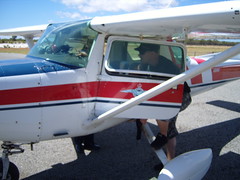 Andy Jones boarding the Cessna 152 @ Murrayfield Aerodrome