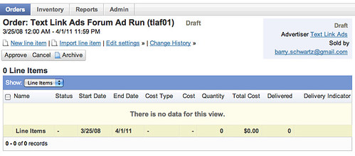 Google Ad Manager Order Detail View
