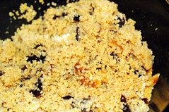 couscous spiced with prunes, walnuts, cinnamon, cumin and sambar powder