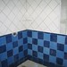 Checkerboard tile shower