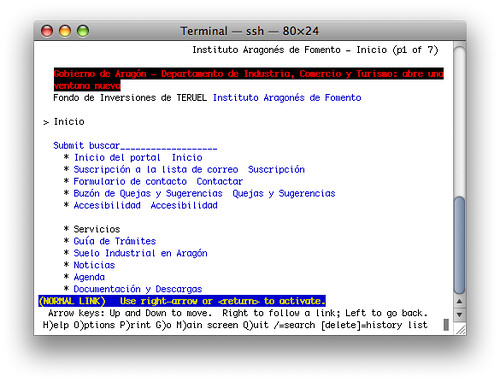 Captura de pantalla de la web del IAF en Lynx