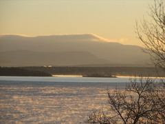 Vermont & Lake Champlain as seen at sunrise from Westport, NY