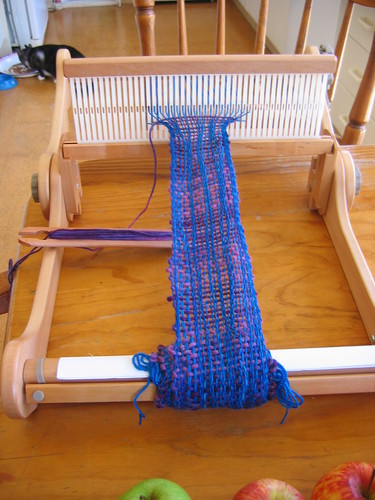 Blue scarf on Ashford Knitters loom